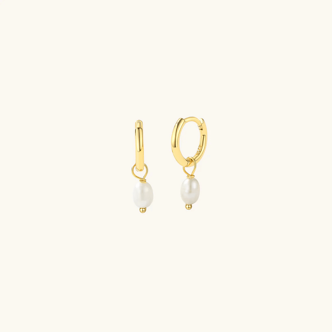 Dainty Freshwater Pearl Huggie Hoop Earrings